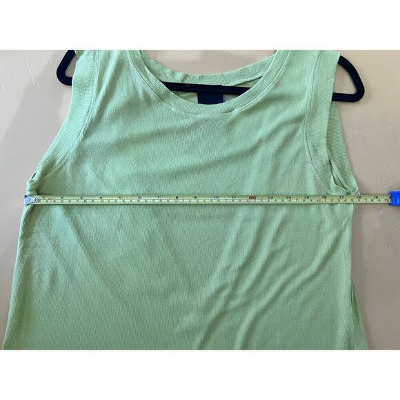 Heather Solid Yellow Knit Crewneck Cut Out Back Sleeveless Tank Top Size Small - Picture 6 of 7